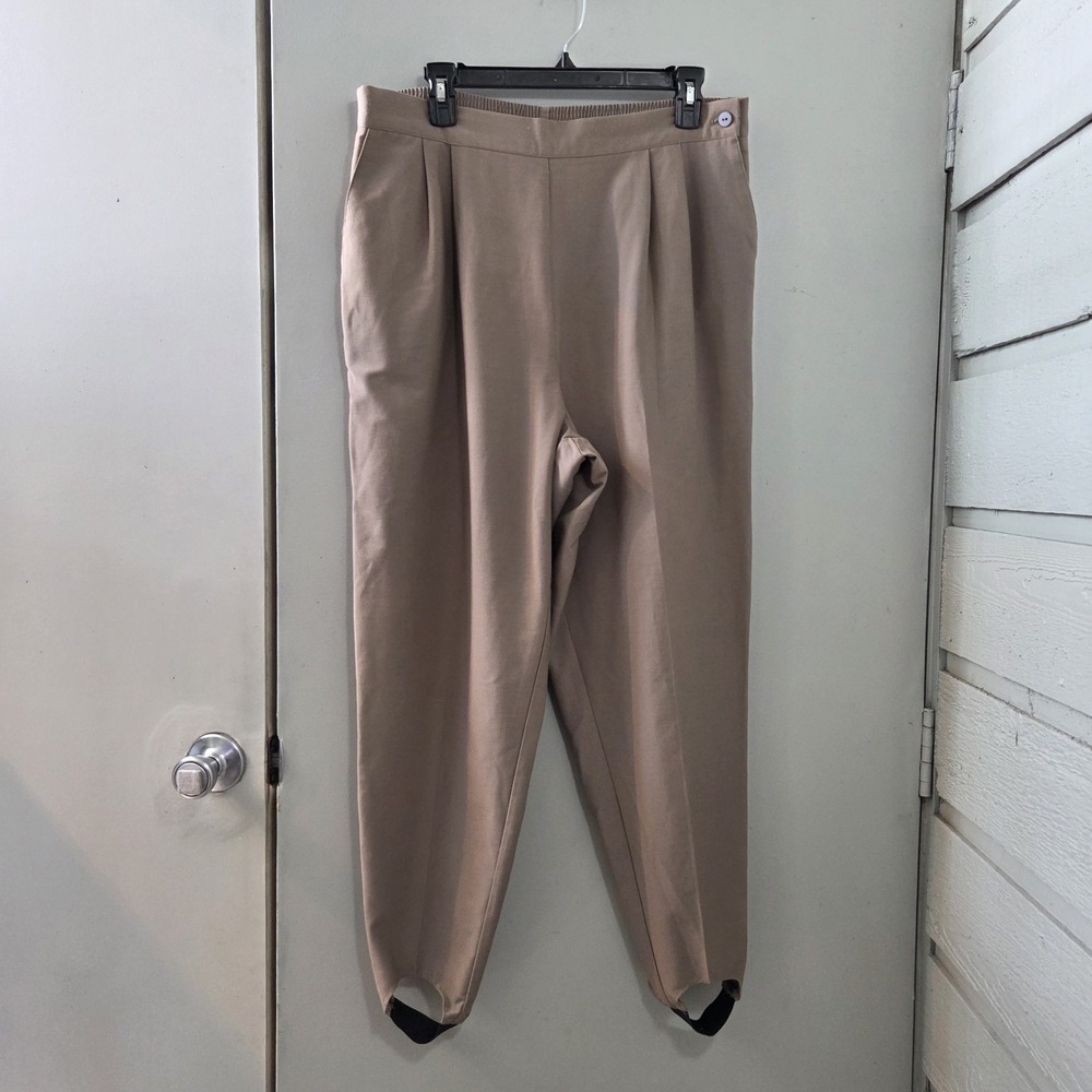 Vtg 90s Stirrup Pants 18W Khaki Pleated Retro Business Dress Made in USA